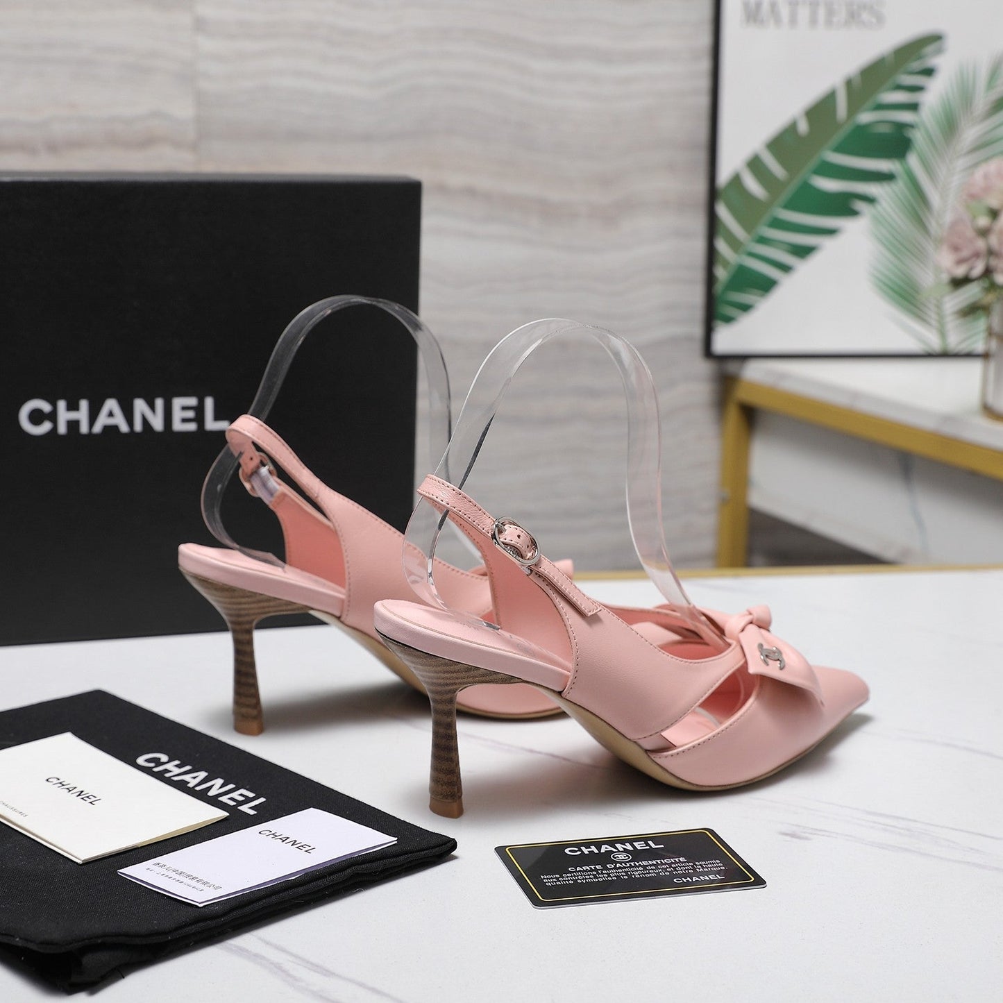 Chanel 2026 Bow Strappy High-Heeled Slingback 80mm Pink Cowhide 758437