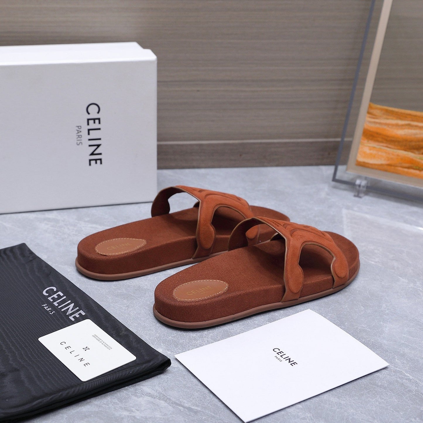 Celine 26 Platform Sandals 25mm Suede Leather 759478