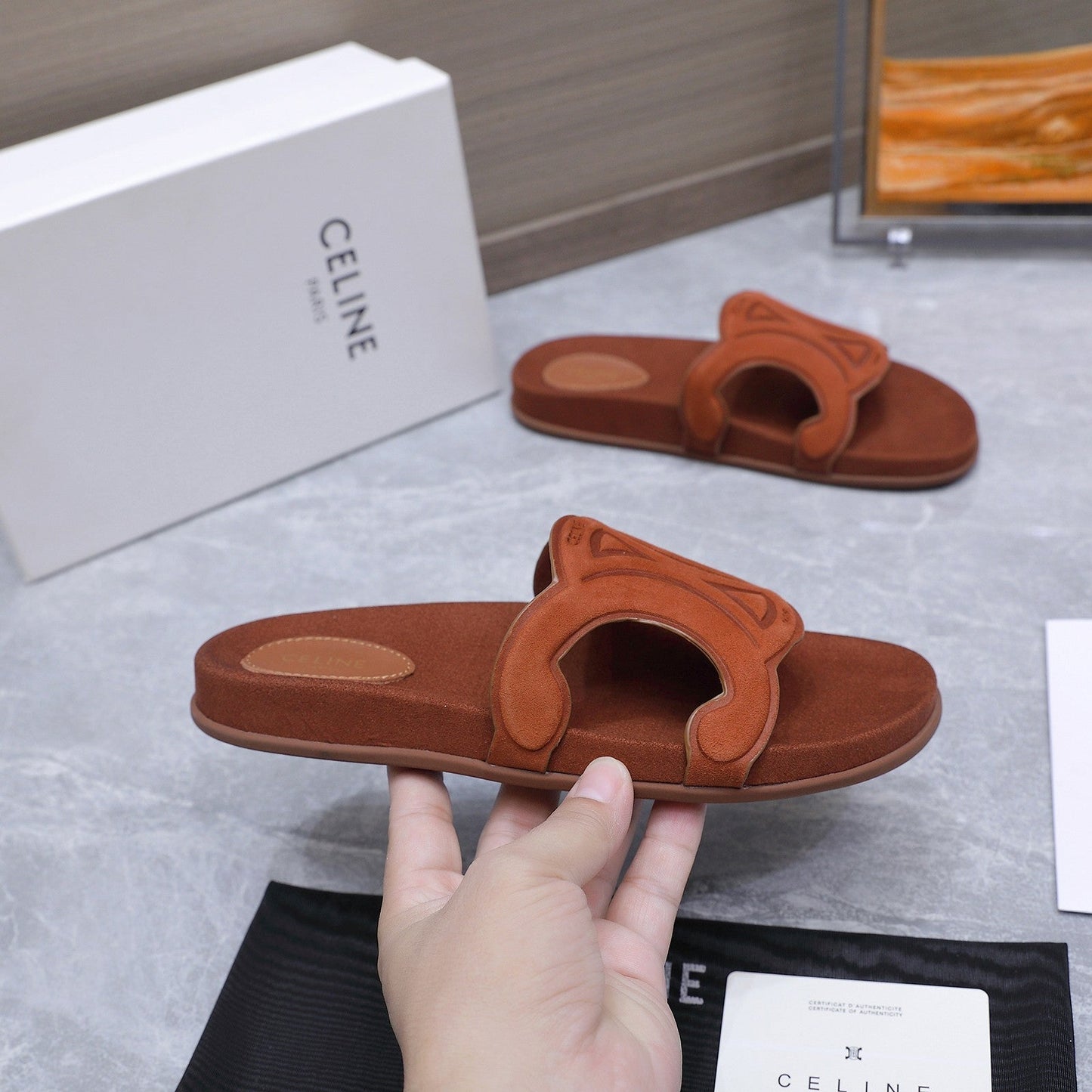Celine 26 Platform Sandals 25mm Suede Leather 759478