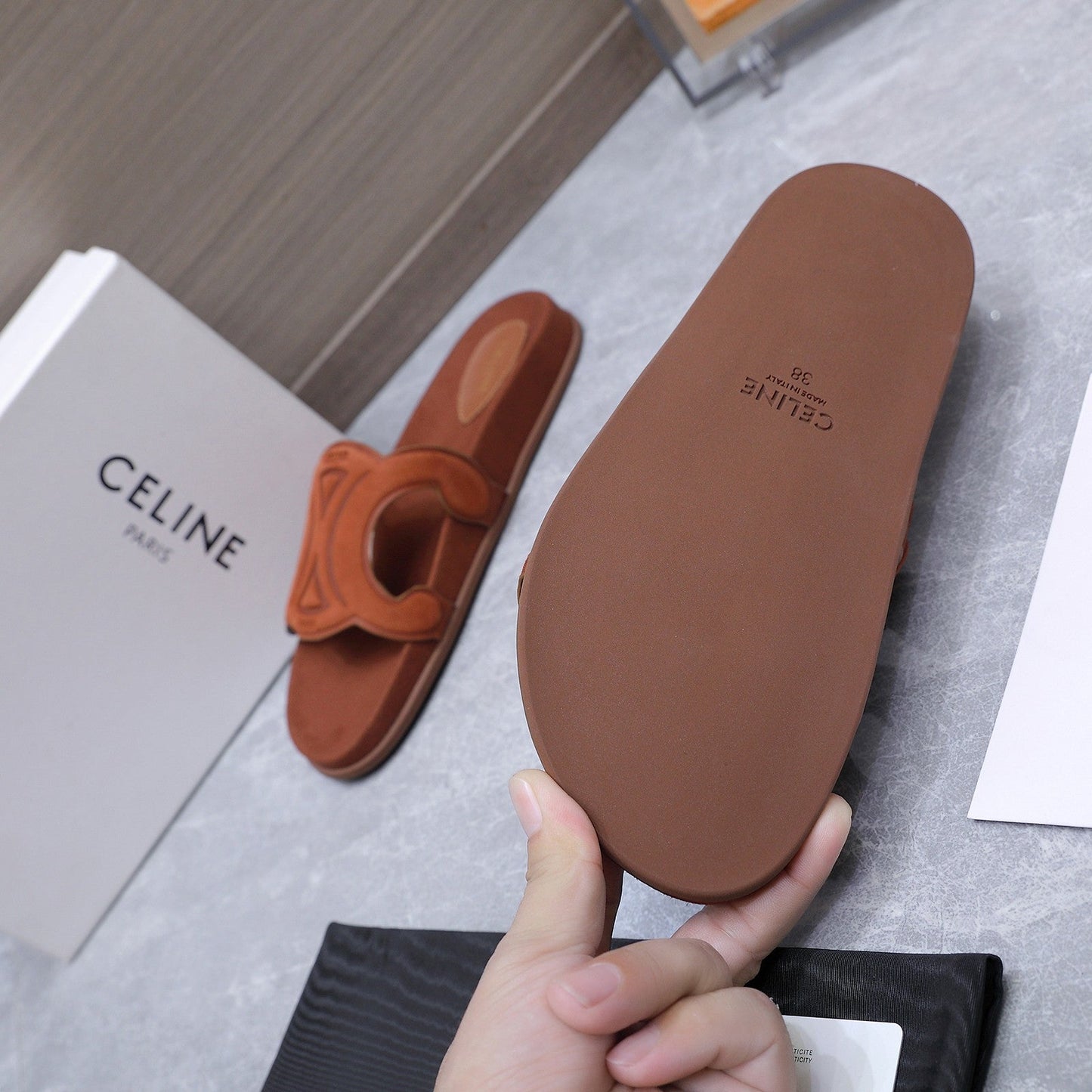 Celine 26 Platform Sandals 25mm Suede Leather 759478