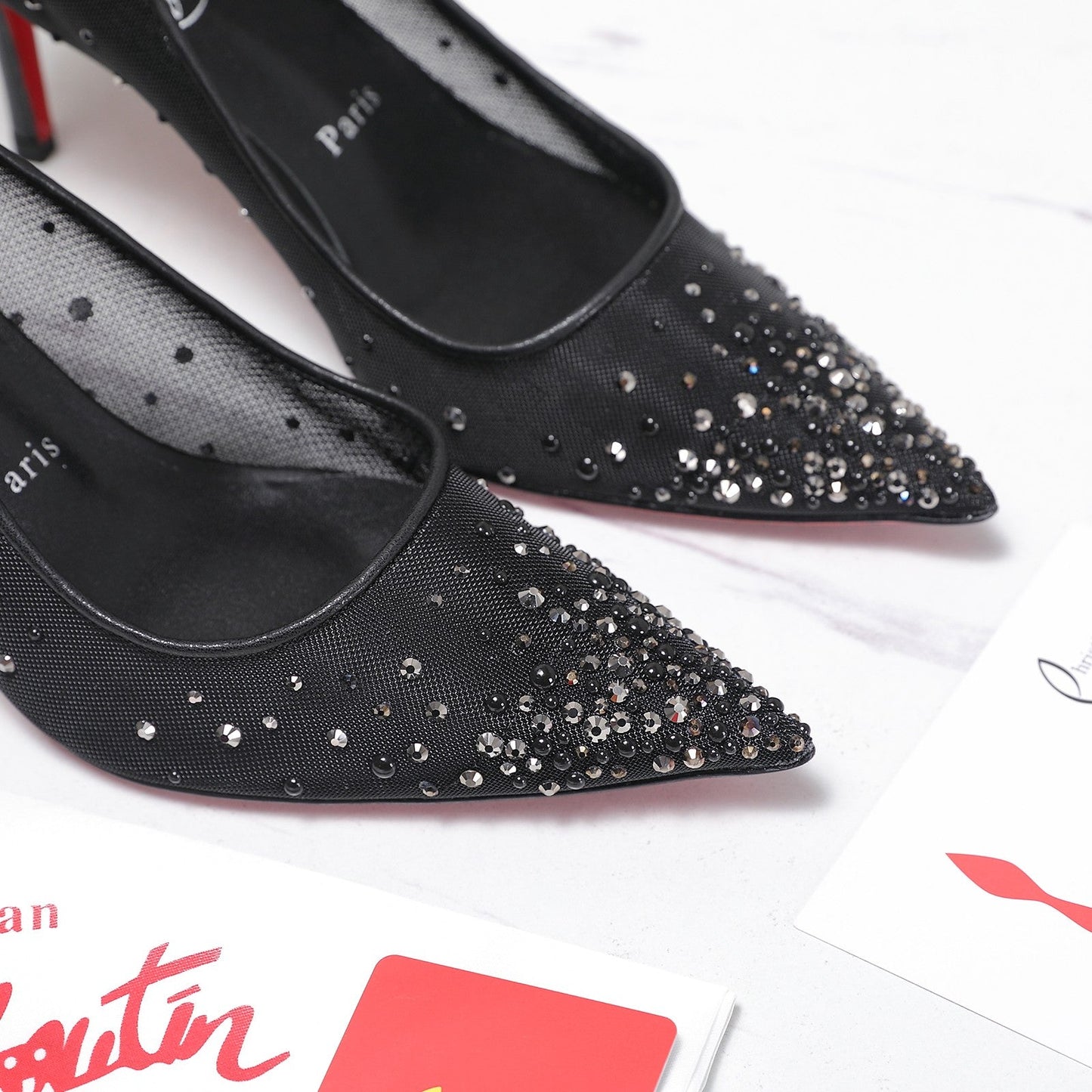 Christian Louboutin Miss Z Degrastrass Perla Pump Mesh Leather 863859