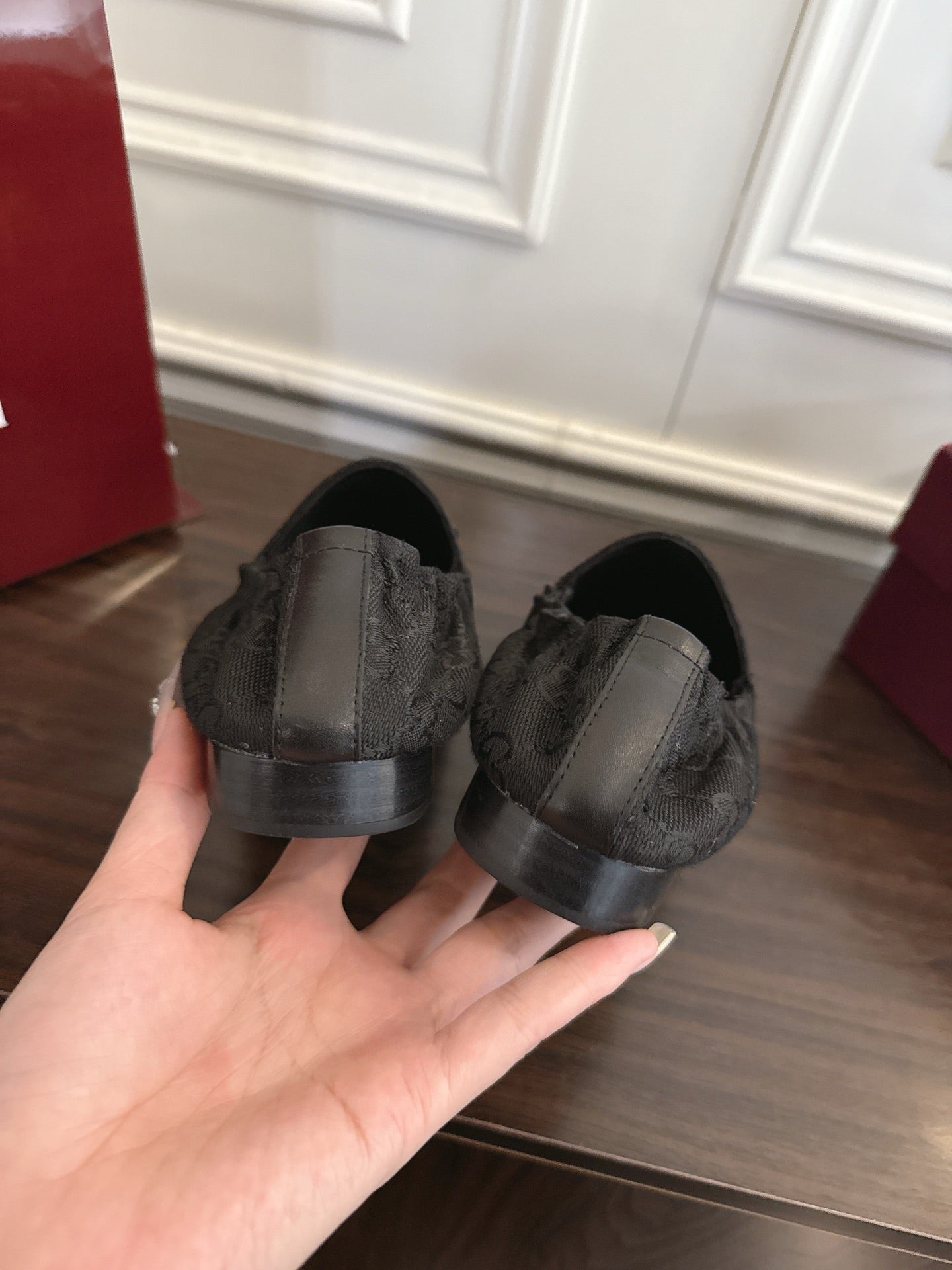 GG 26SS Loafers Black Monogram Canvas Leather 645953