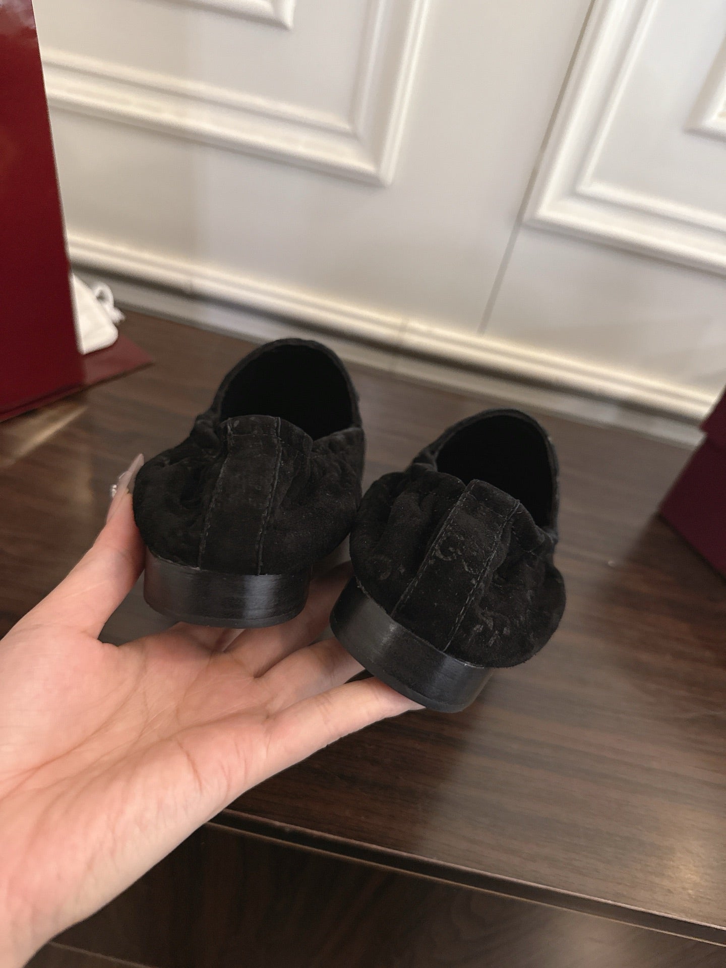 GG 26SS Loafers Black Monogram Suede Leather 645958