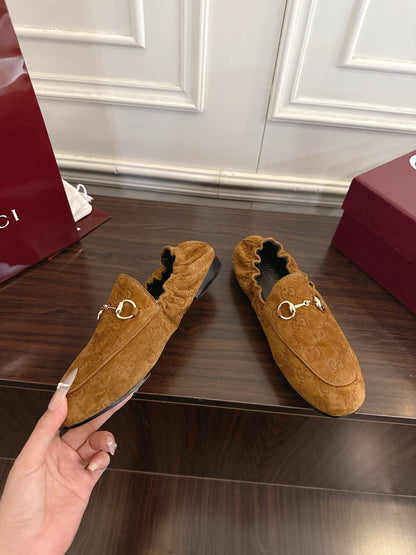 GG 26SS Loafers Brown Monogram Suede Leather 645959
