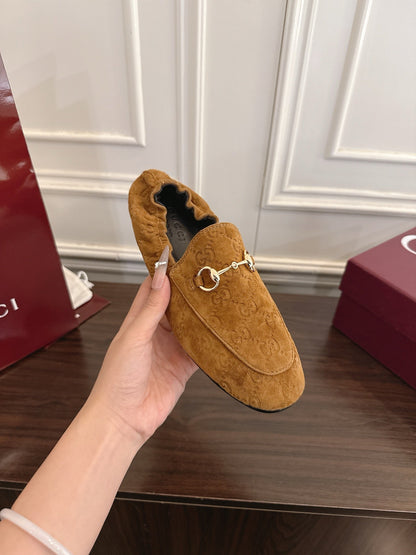 GG 26SS Loafers Brown Monogram Suede Leather 645959