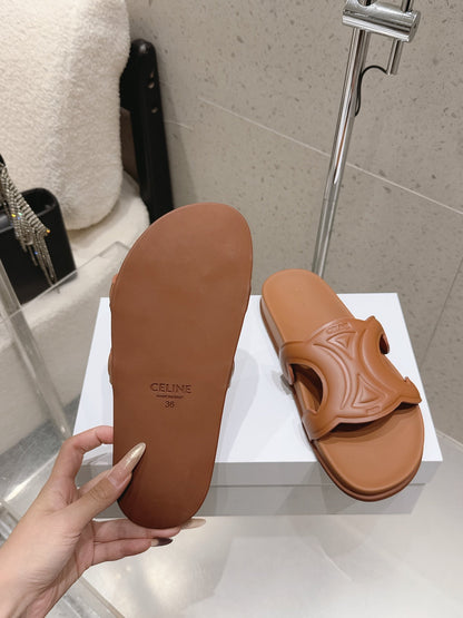 Celine 26 Triomphe Slide Sandals Calfskin 763171