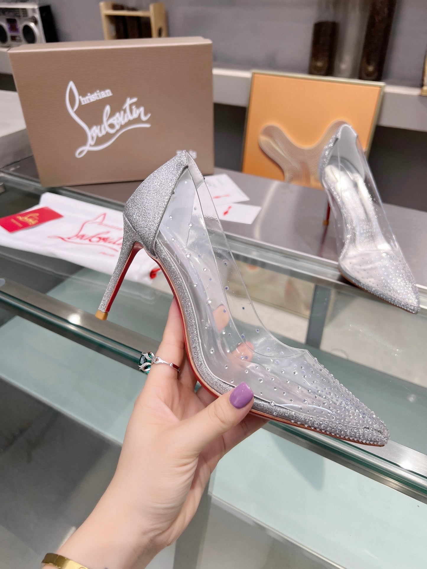 Christian Louboutin Degrastrass PVC 100mm Pump 833134