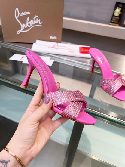 Christian Louboutin 2026 Mariza Is Back Mules 85mm Crystal-Embellished Leather 780497