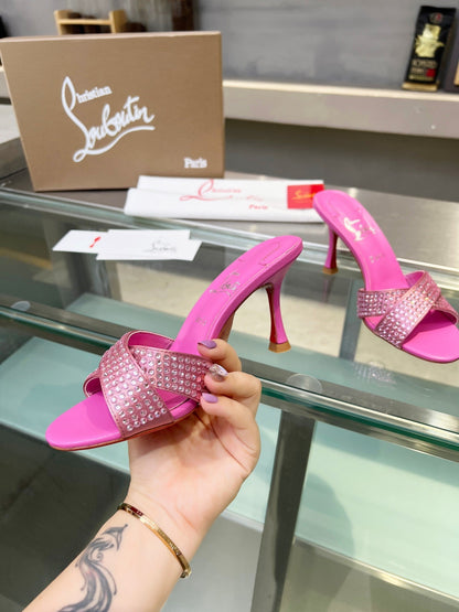 Christian Louboutin 2026 Mariza Is Back Mules 85mm Crystal-Embellished Leather 780497