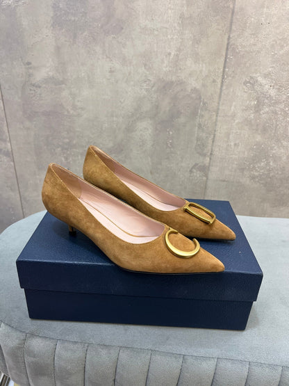 CD 26 High-Heeled 40 Pumps Tan Suede 594581