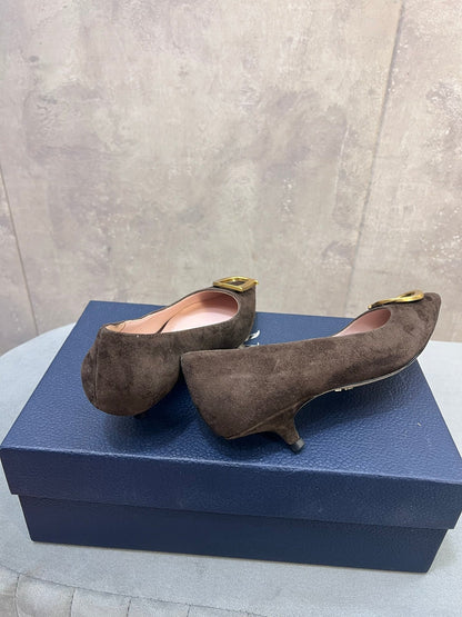 CD 26 High-Heeled 40 Pumps Dark Brown Suede 594582