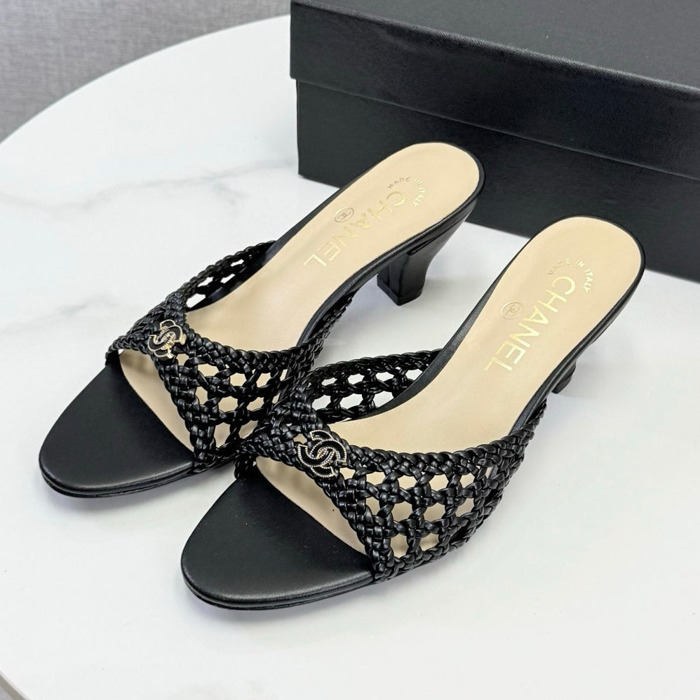 Chanel 2026 Mules 40mm Woven Sheepskin 801634