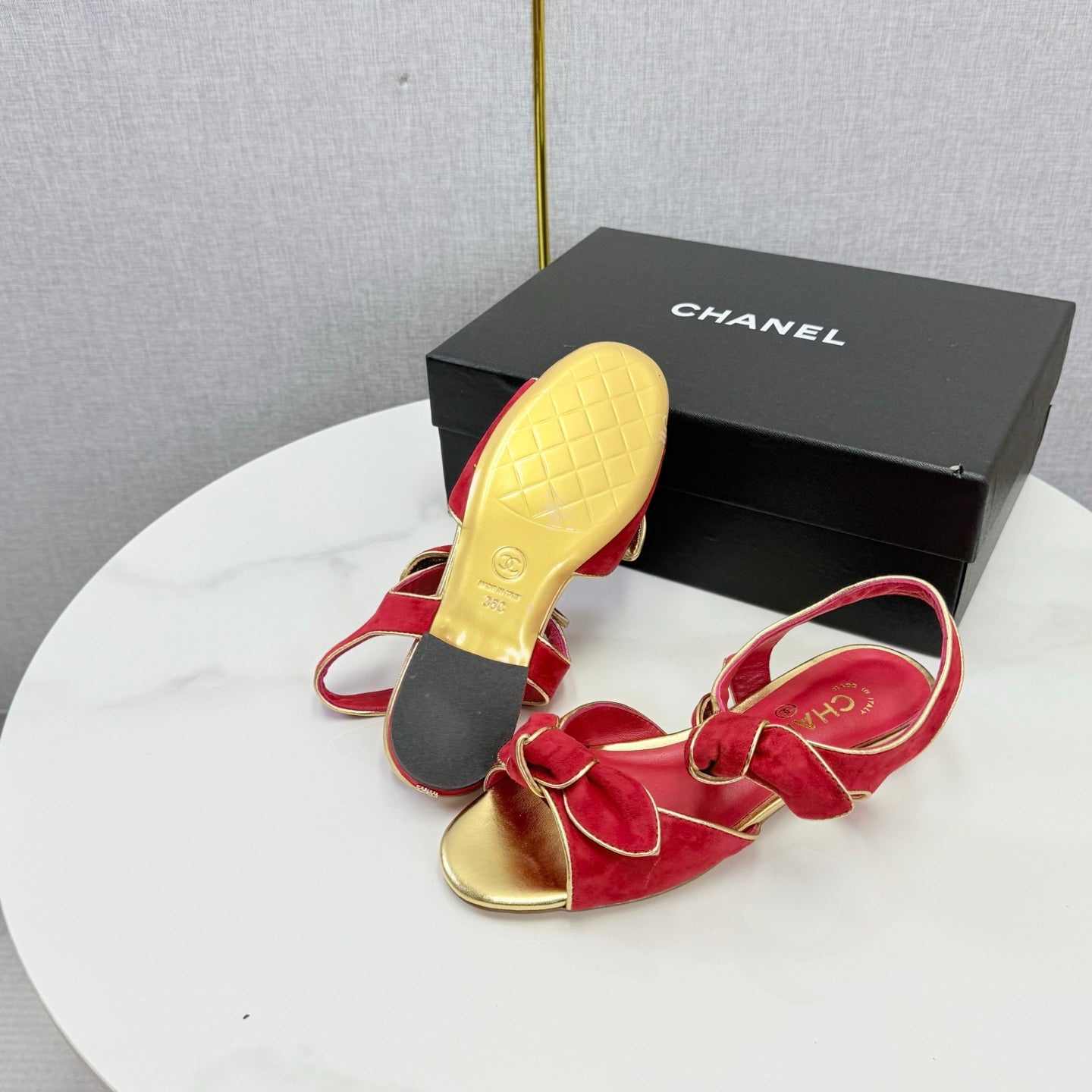 Chanel 2026 Slingback Sandals Bow Suede 801642