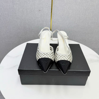 Chanel 2026 Embellished Mesh Slingback 50mm Sheepskin Satin 904533