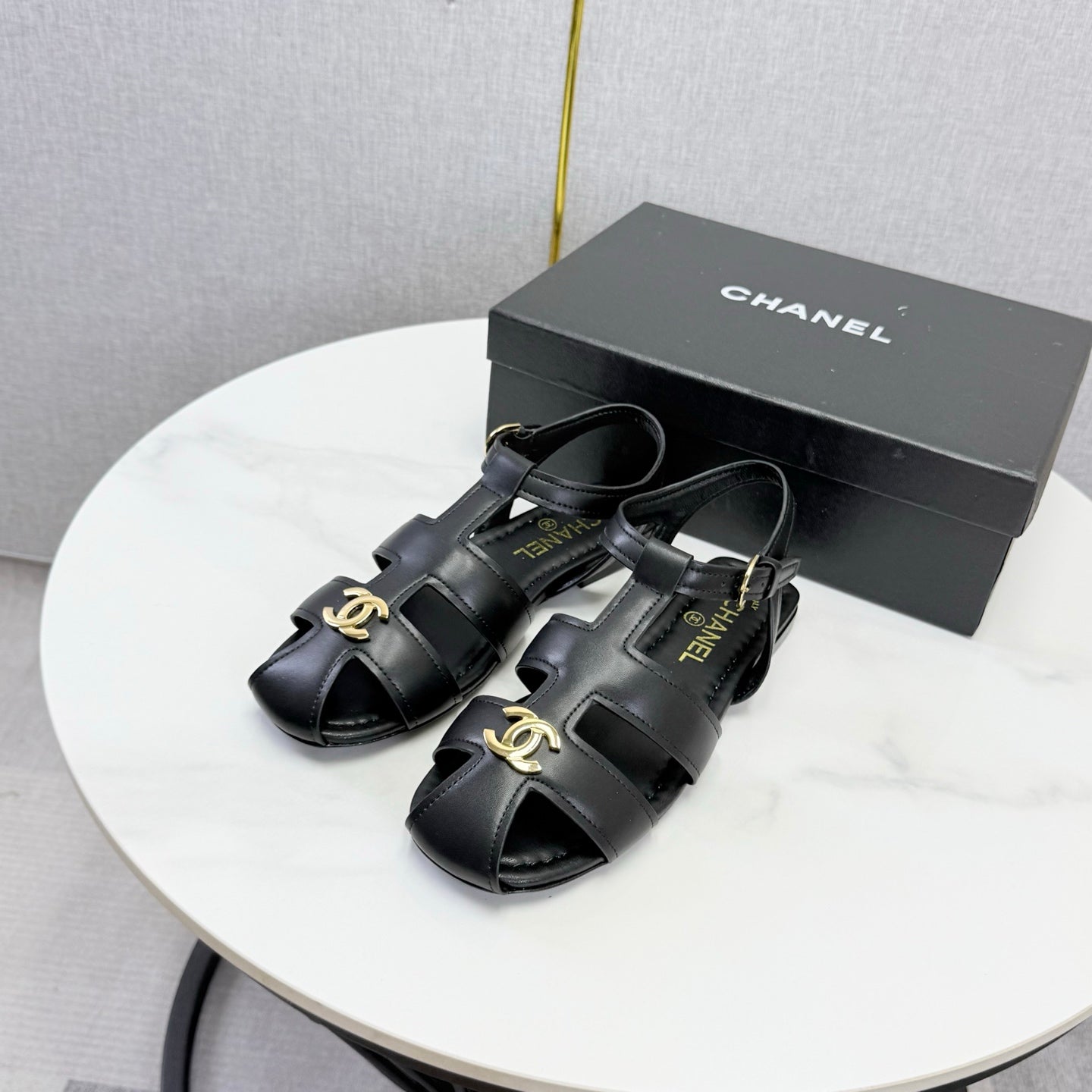Chanel 2026 Double C Cutout Roman Flat Sandal Sheepskin 904596
