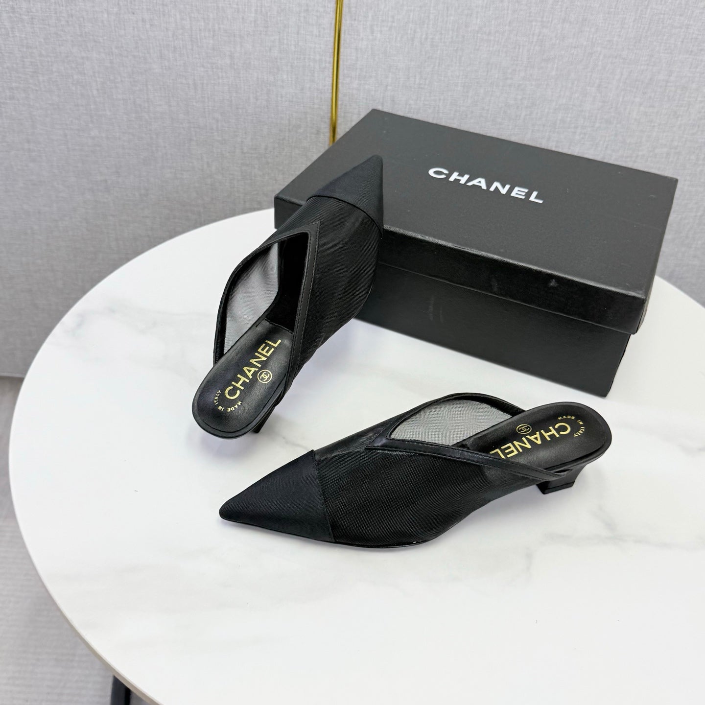 Chanel 2026 Mesh Mule Fabric Sheepskin 904436