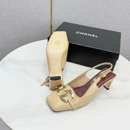 Chanel 2026 Gold Logo Slingback 50mm Sheepskin 904445