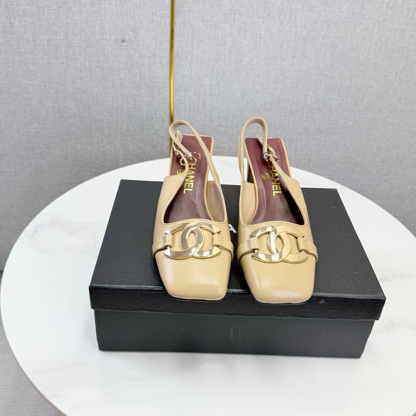 Chanel 2026 Gold Logo Slingback 50mm Sheepskin 904445