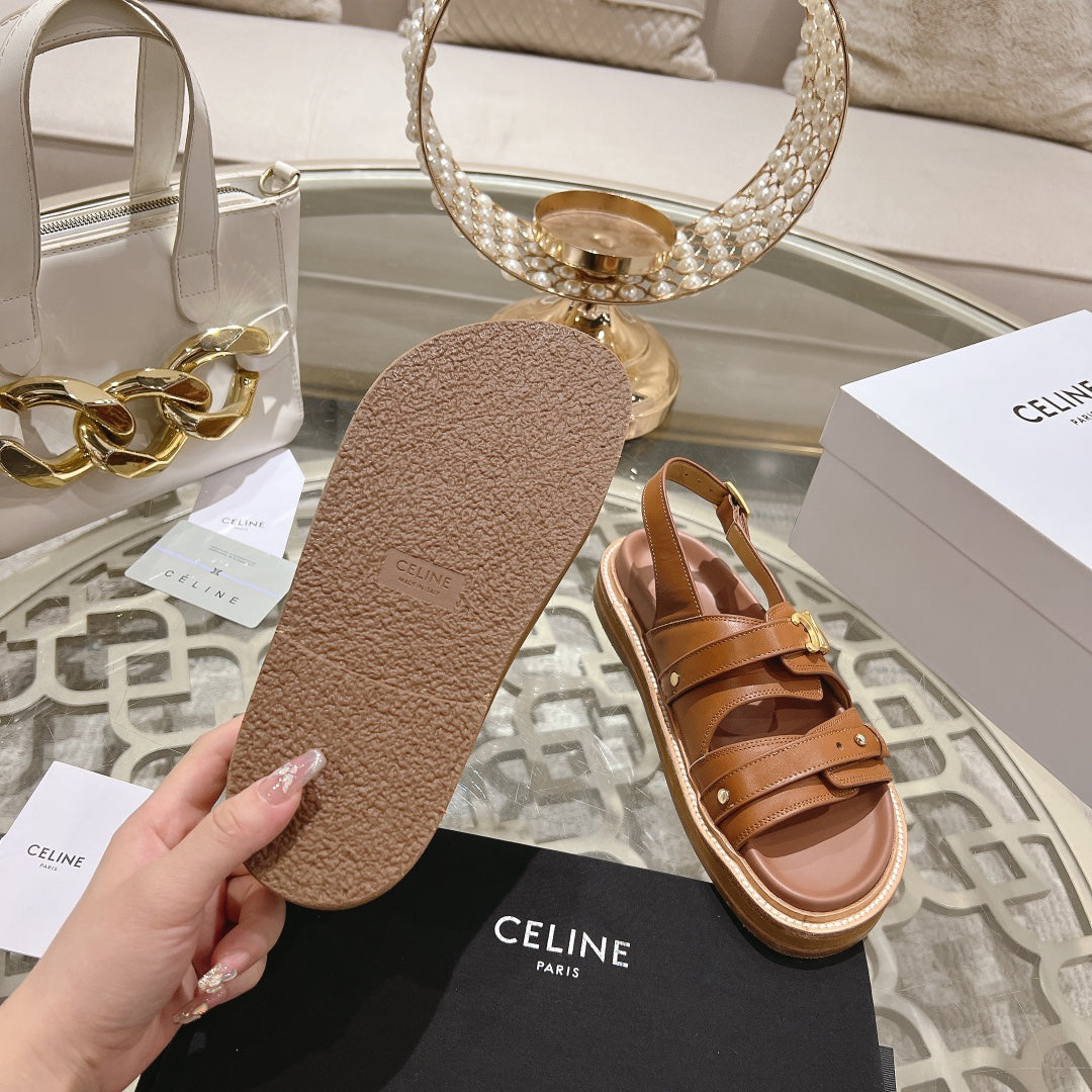 Celine 26 Tippi Triomphe Sandals Calfskin Leather 736593