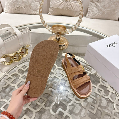Celine 26 Tippi Triomphe Sandals In Suede Calfskin 736602