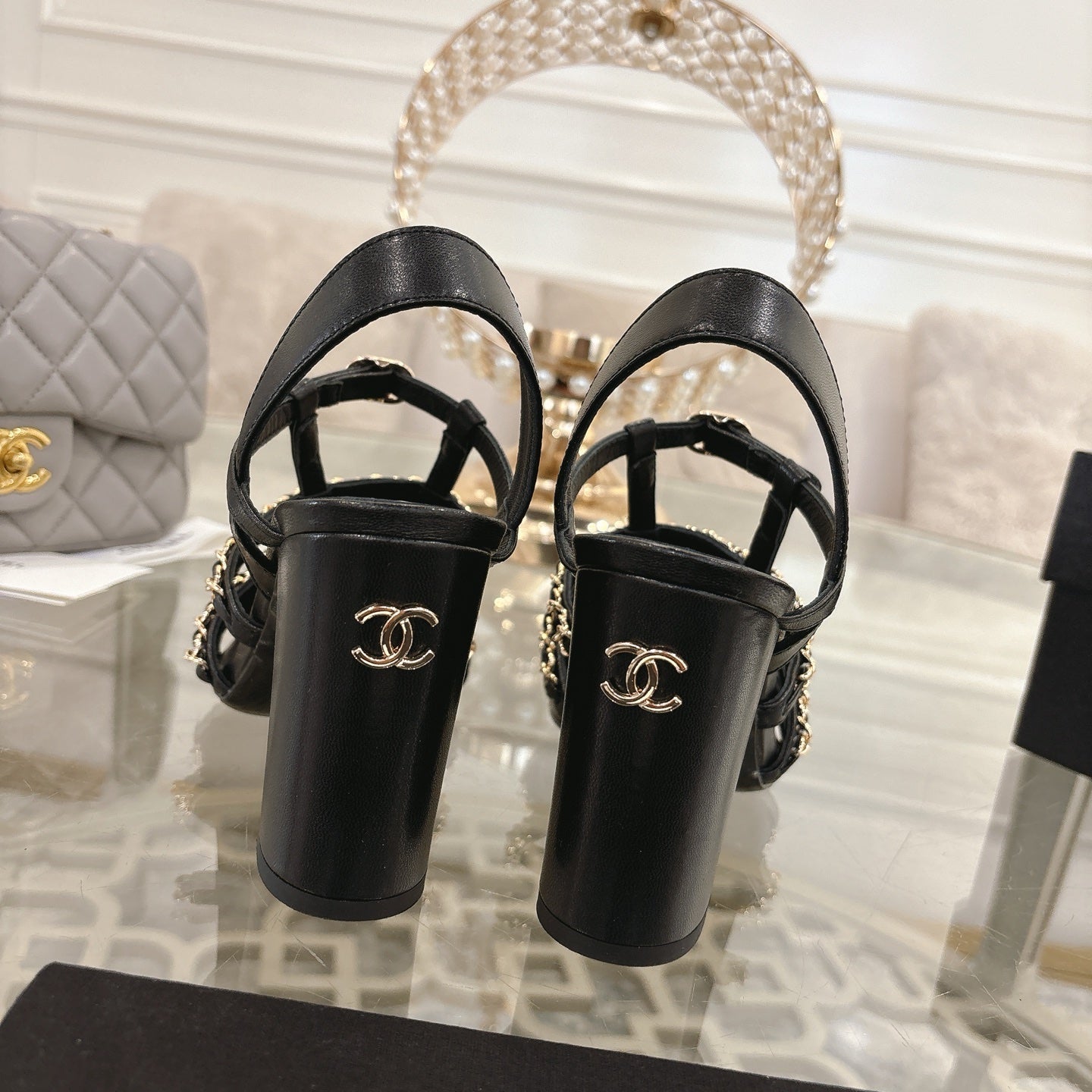 Chanel 2026 High-Heeled Sandals 8.5cm Lambskin Sheepskin 834423