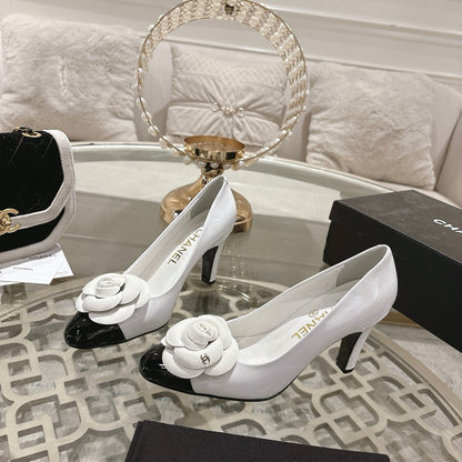 CC 26s High Heels Pump 85 White Black Patent Leather 627003