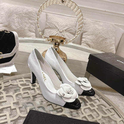CC 26s High Heels Pump 85 White Black Patent Leather 627003