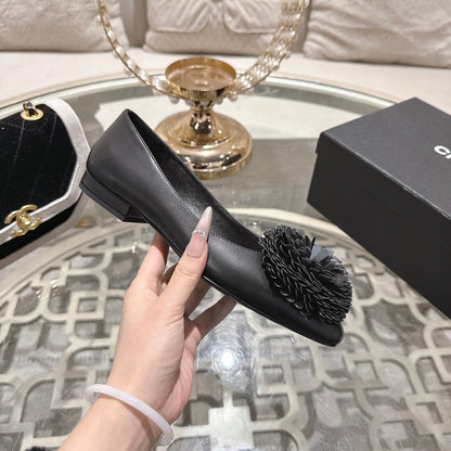 CC 26s Floral Ballet Flats Black Sheepskin 627023