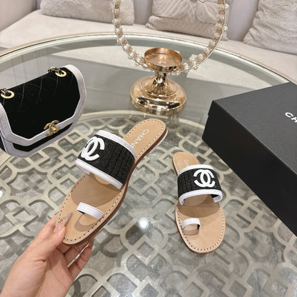 Chanel 2026 Newest Double C Slippers Leather Sheepskin 834459
