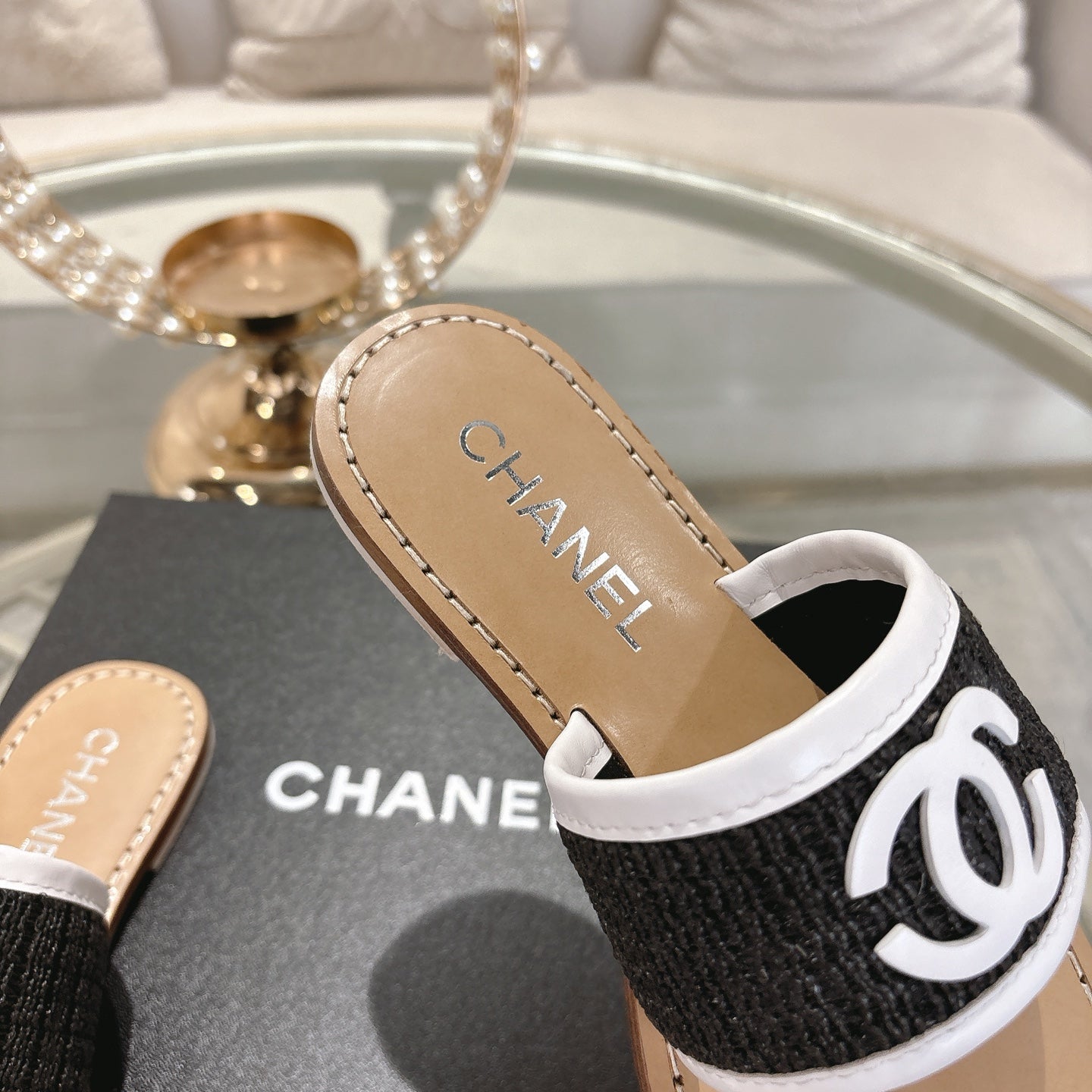 Chanel 2026 Newest Double C Slippers Leather Sheepskin 834459