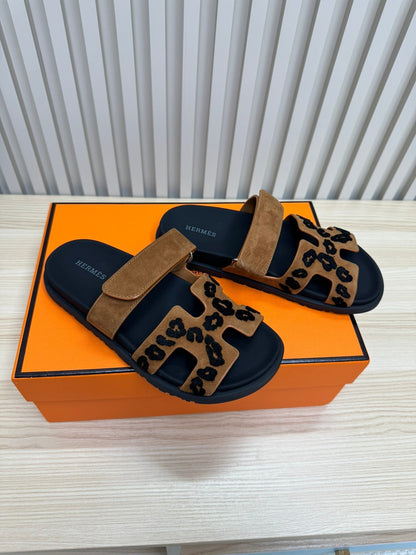 HM 26ss Slippers Black Brown Suede Leather 618574