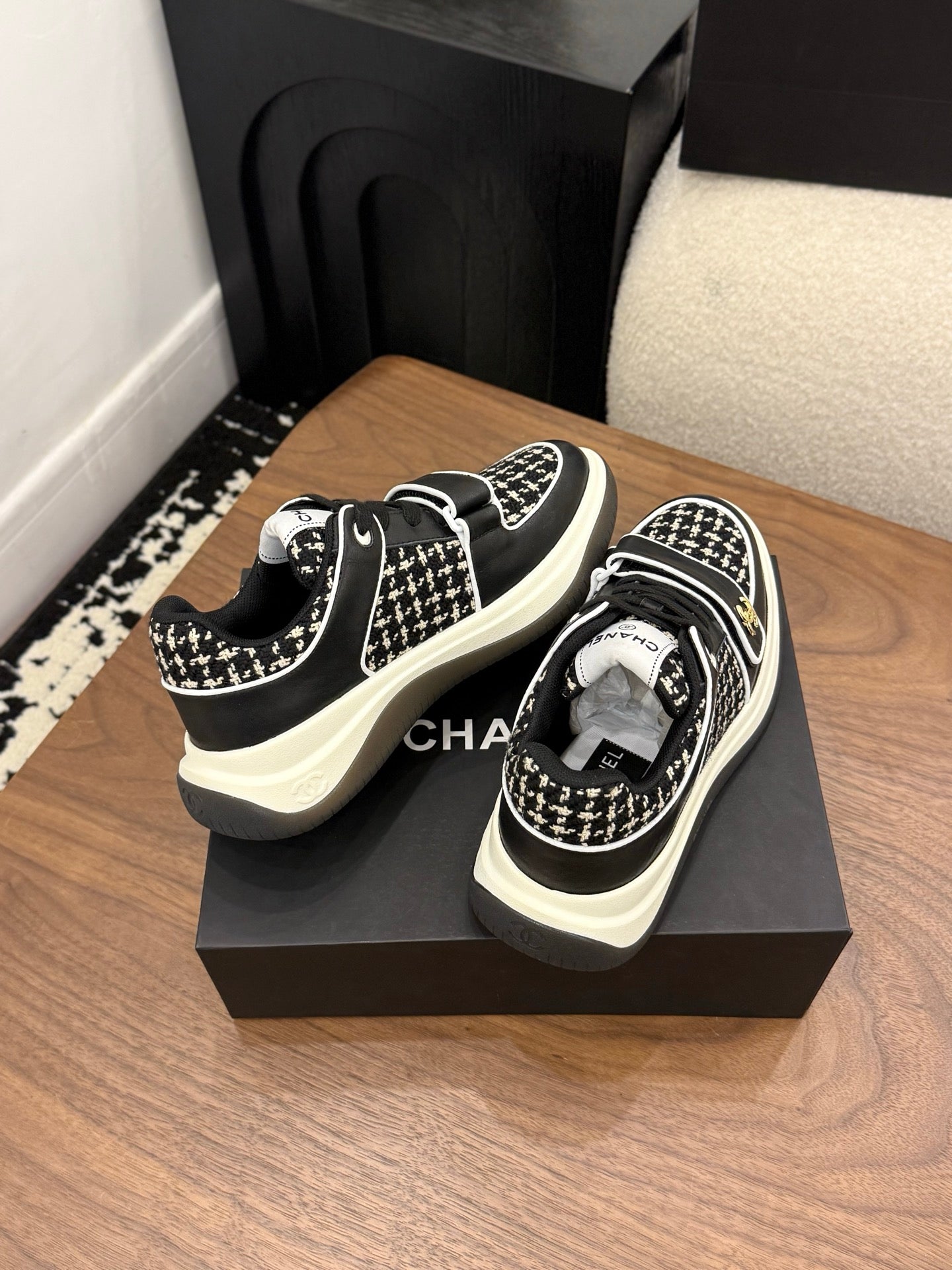 CC 26s Casual Sneaker Black Tweed Leather 183599