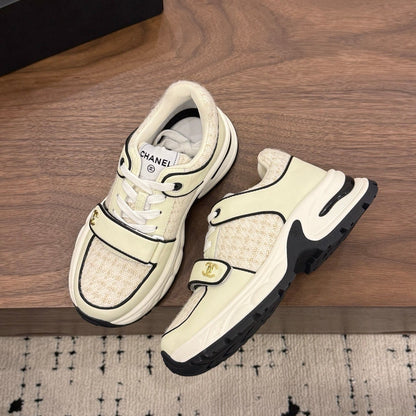 CC 26s Casual Sneaker Cream Tweed Leather 183603