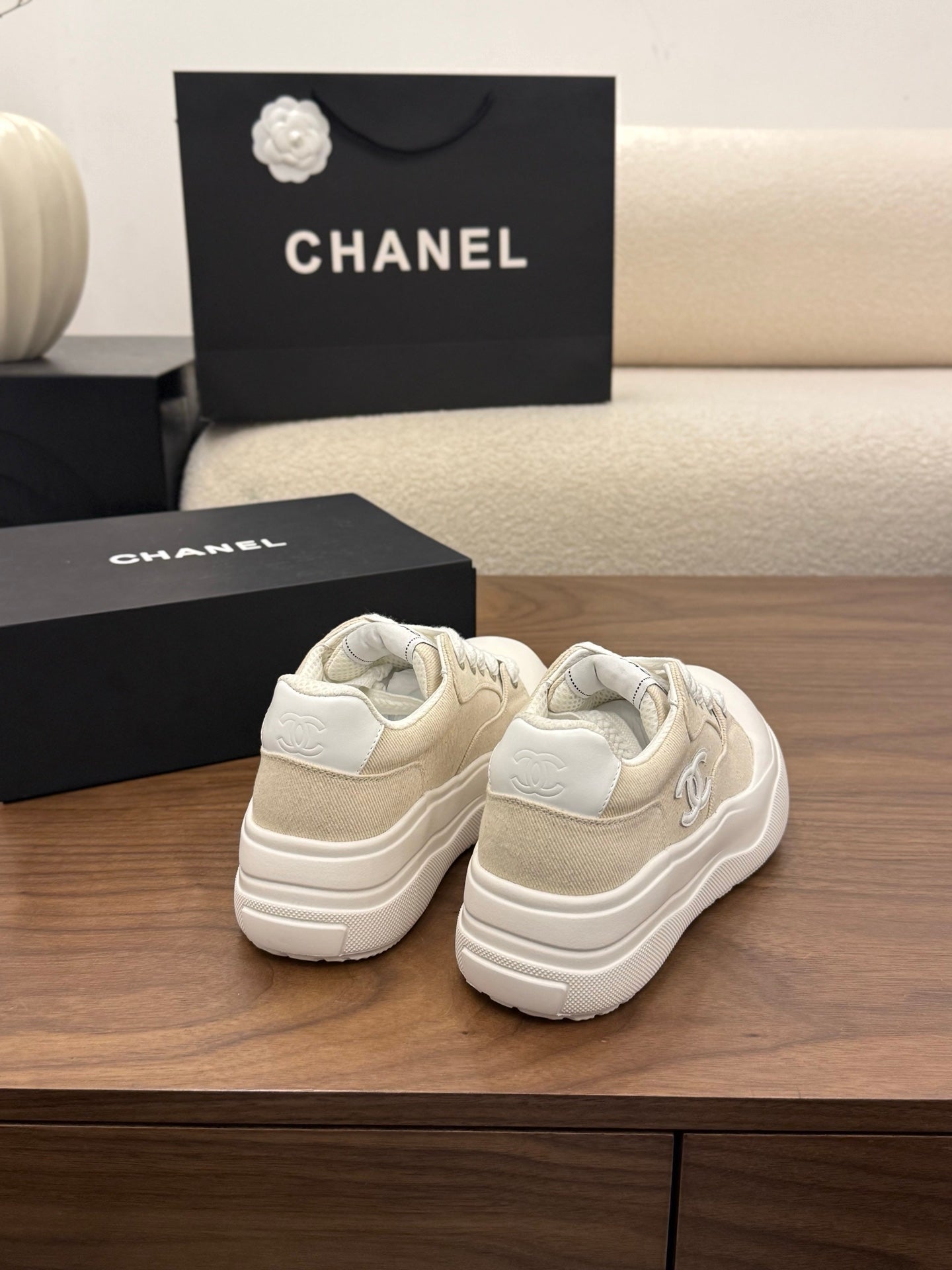 CC 26s Casual Sneaker Beige White Canvas Leather 183589
