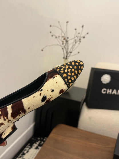 Chanel 2026 Ballet Flat Black White Brown Horsehair Calfskin 686503