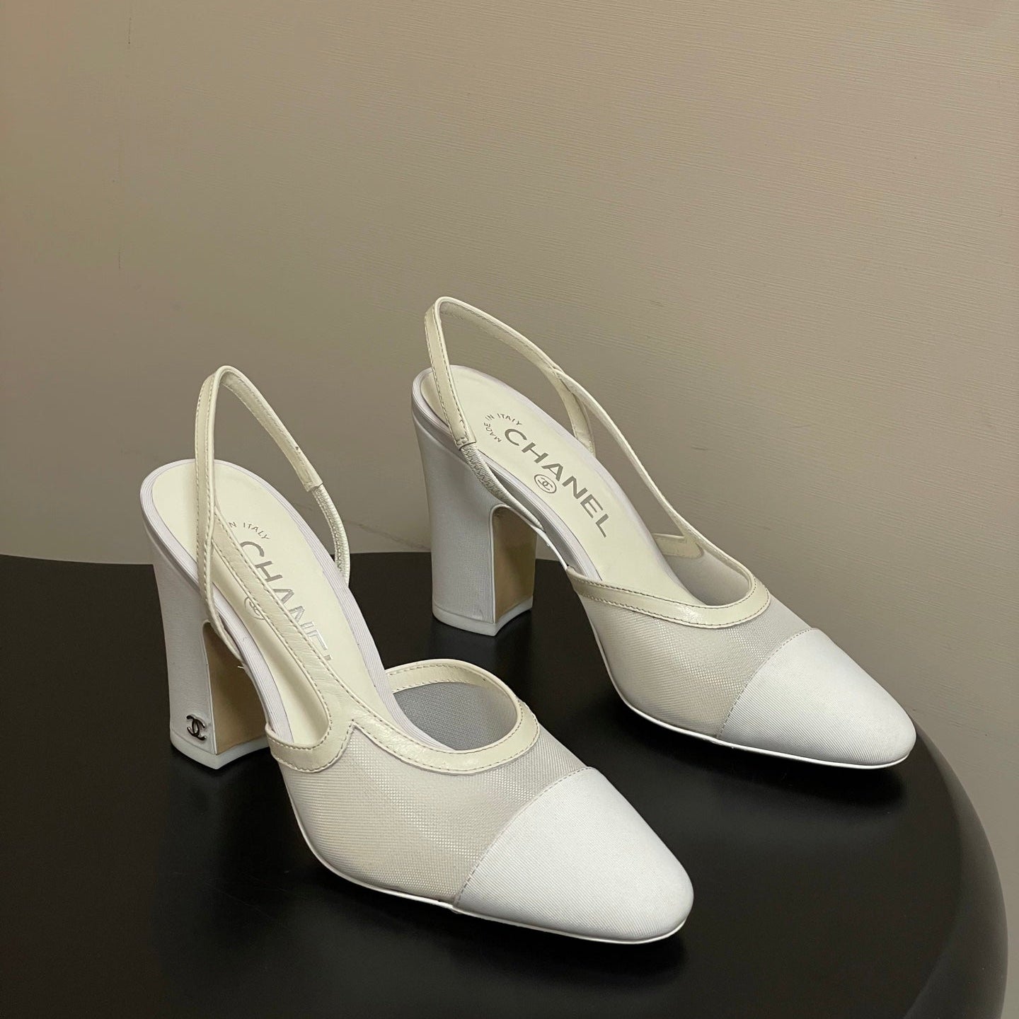 CC 26s Slingback 95mm Mesh Fabric Sheepskin
