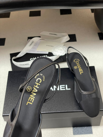 CC 26s Slingback Black Mesh Fabric Sheepskin 649450