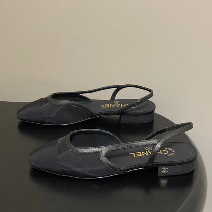 CC 26s Slingback Black Mesh Fabric Sheepskin 649450
