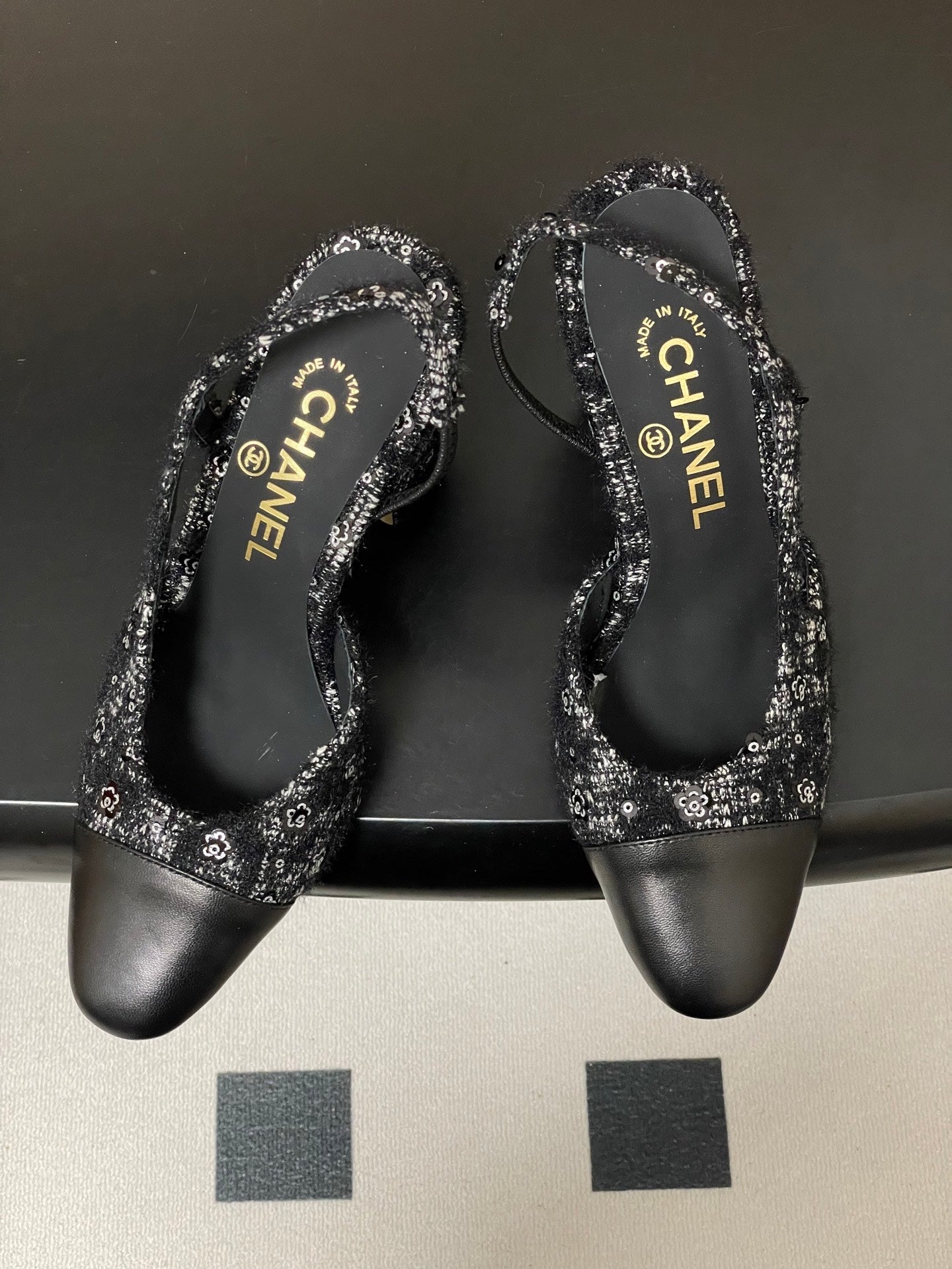 CC 26s Slingback 95 Black Tweed Sheepskin 649418