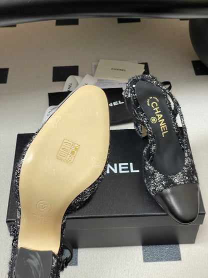 CC 26s Slingback 95 Black Tweed Sheepskin 649418