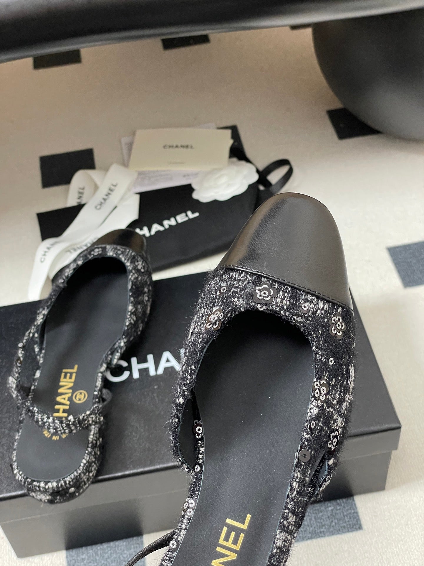 CC 26s Slingback Black Tweed Sheepskin 649420