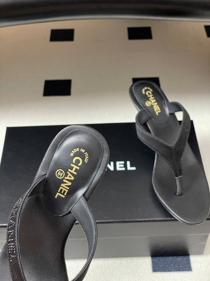 Chanel 2026 High-Heeled Flip-Flops Leather Sheepskin 834697