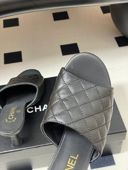 Chanel 2026  Peep-Toe High-Heeled Sandals Leather Sheepskin 834720