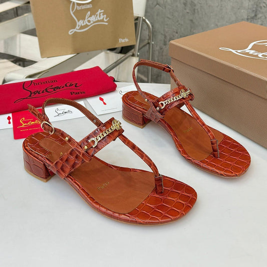 Christian Louboutin 2026 MJ Thong Sandals 25mm Croc-Effect Leather 780393