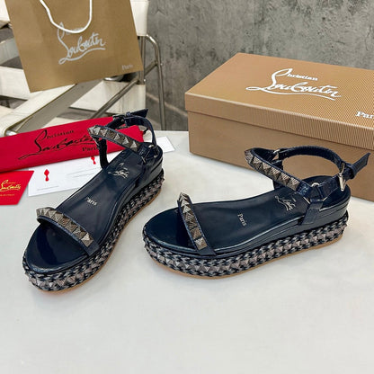 Christian Louboutin 2026 Pyraclou 60mm Wedge Sandals Leather 784246