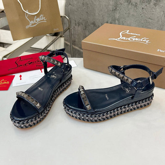 Christian Louboutin 2026 Pyraclou 60mm Wedge Sandals Leather 784246