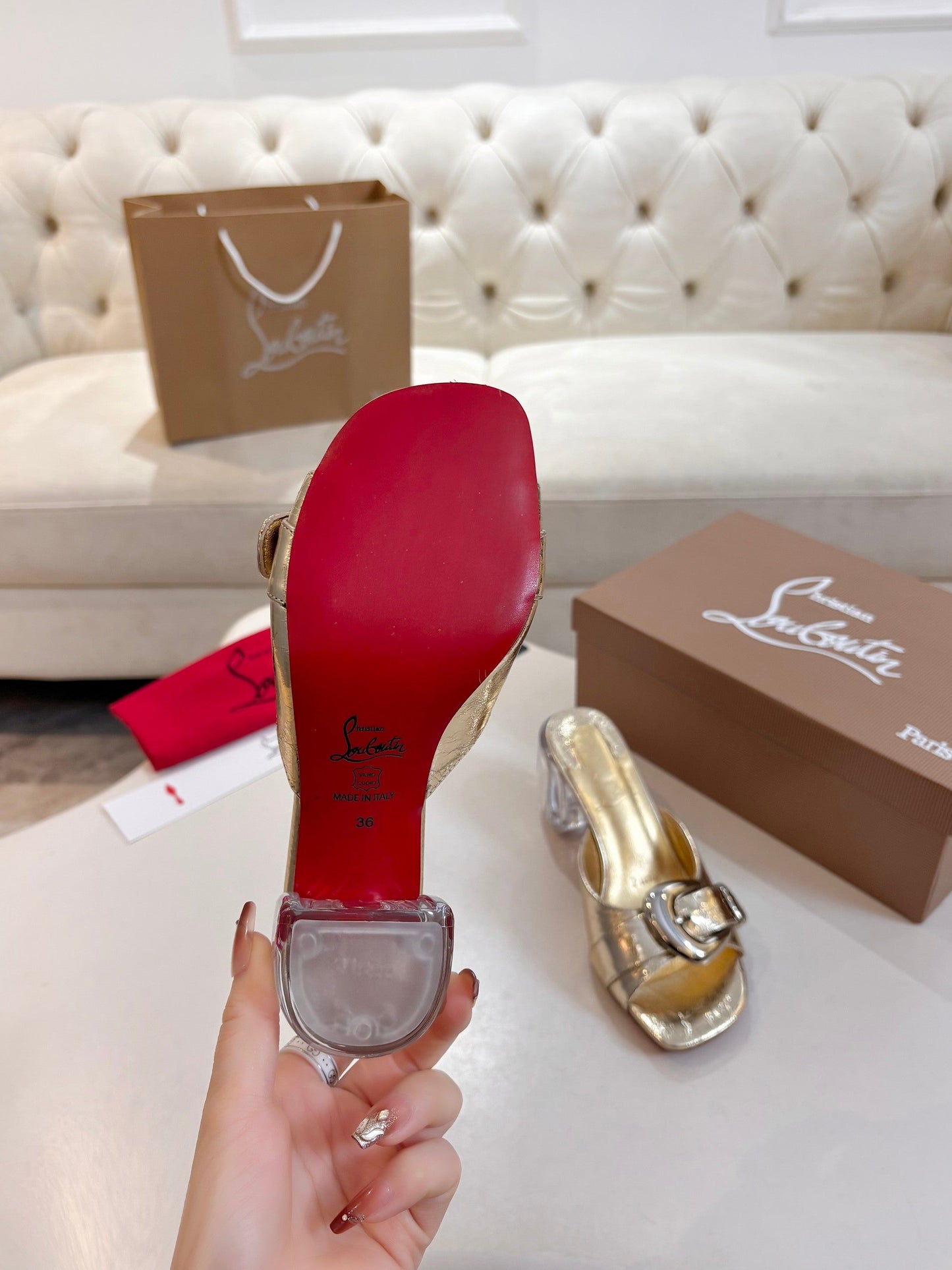 Christian Louboutin 2026 Minny Bubble 70mm Mules PVC Patent Leather 780364