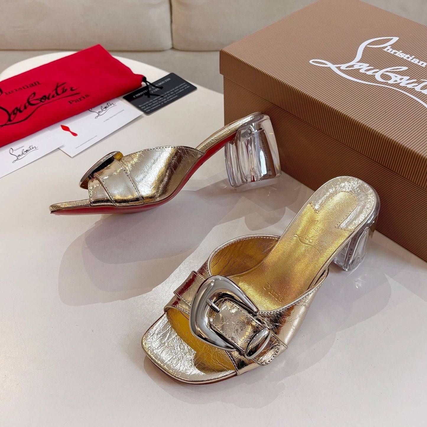 Christian Louboutin 2026 Minny Bubble 70mm Mules PVC Patent Leather 780364