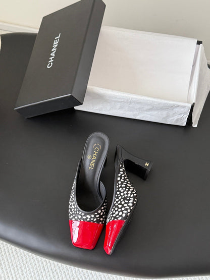 CC 2026 Mary Jane Mule 70 Black Red Patent Leather 700434