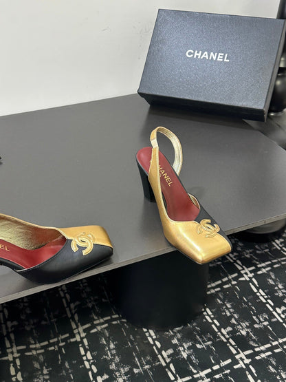 CC 2026 Slingback 75 Black Gold Cowhide 668140